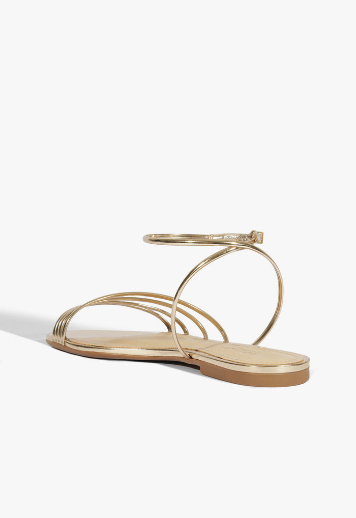 Inez Gold Leather Flat Sandal - Schutz Shoes