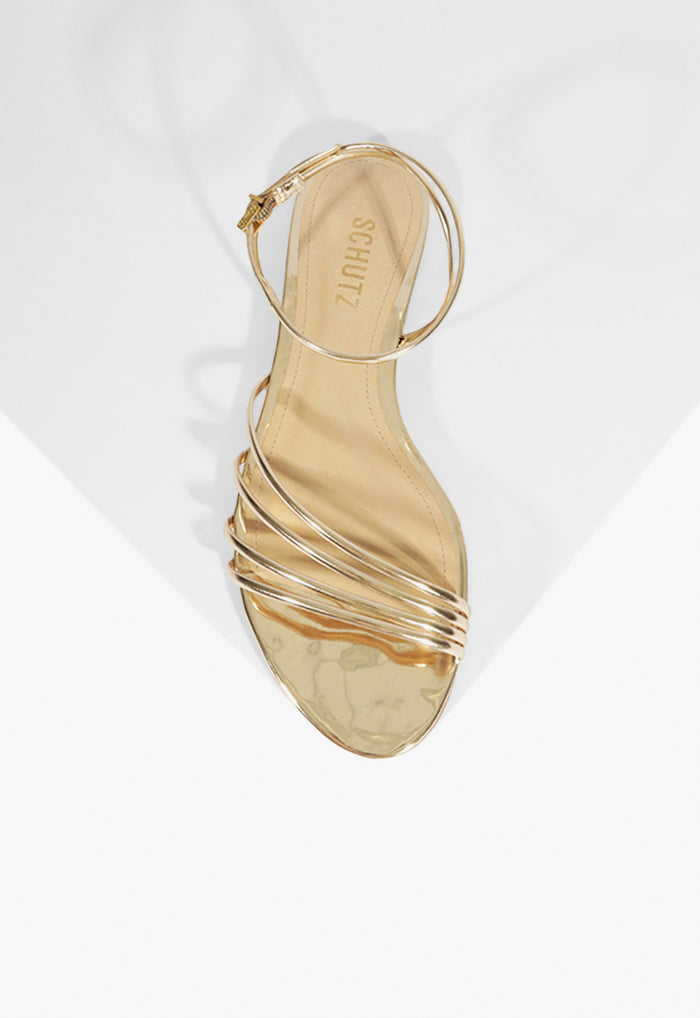 Inez Gold Leather Flat Sandal - Schutz Shoes