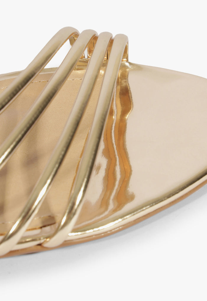 Inez Gold Leather Flat Sandal - Schutz Shoes