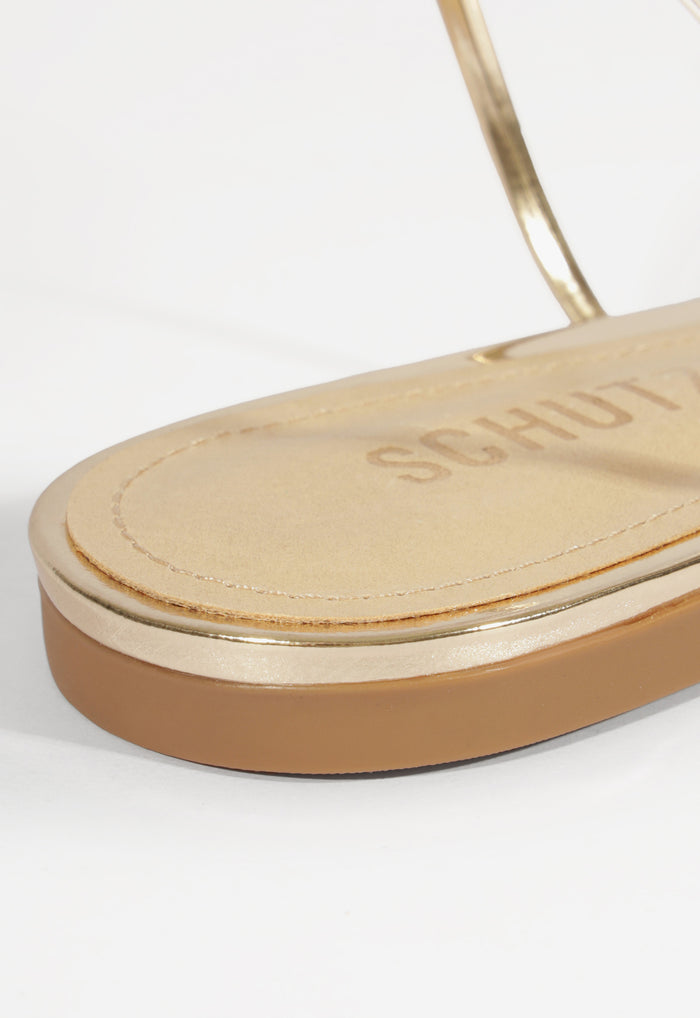 Inez Gold Leather Flat Sandal - Schutz Shoes