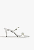 Jessica Mid Mule Leather Sandal 5 Silver Metallic - Schutz Shoes