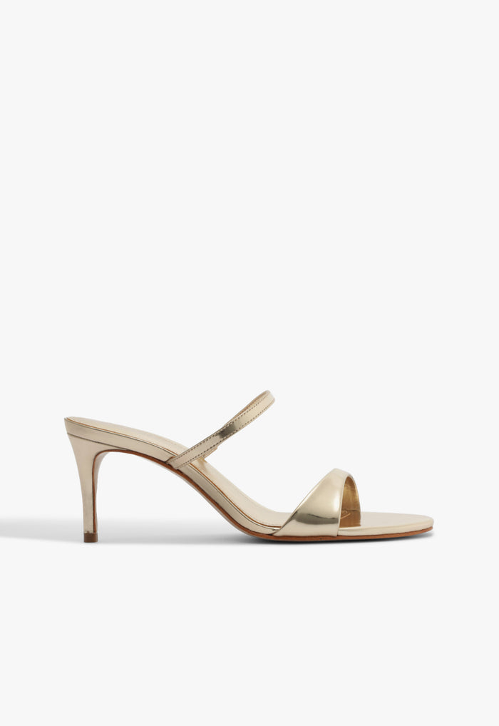 Jessica Mid Mule Leather Sandal 5 Platinum Metallic - Schutz Shoes
