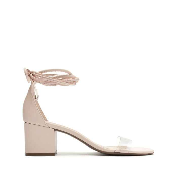Jessie Mid Block Nappa Leather & Vinyl Sandal 5 Rose Beige Nappa Leather & Vinyl - Schutz Shoes