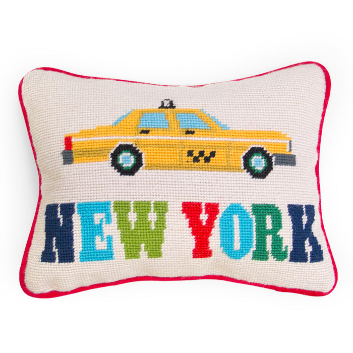 Jet Set Needlepoint Pillow New York - styled view