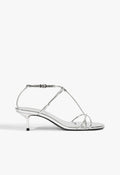 Jules Mid Metallic Leather Sandal 5 Silver Metallic - Schutz Shoes