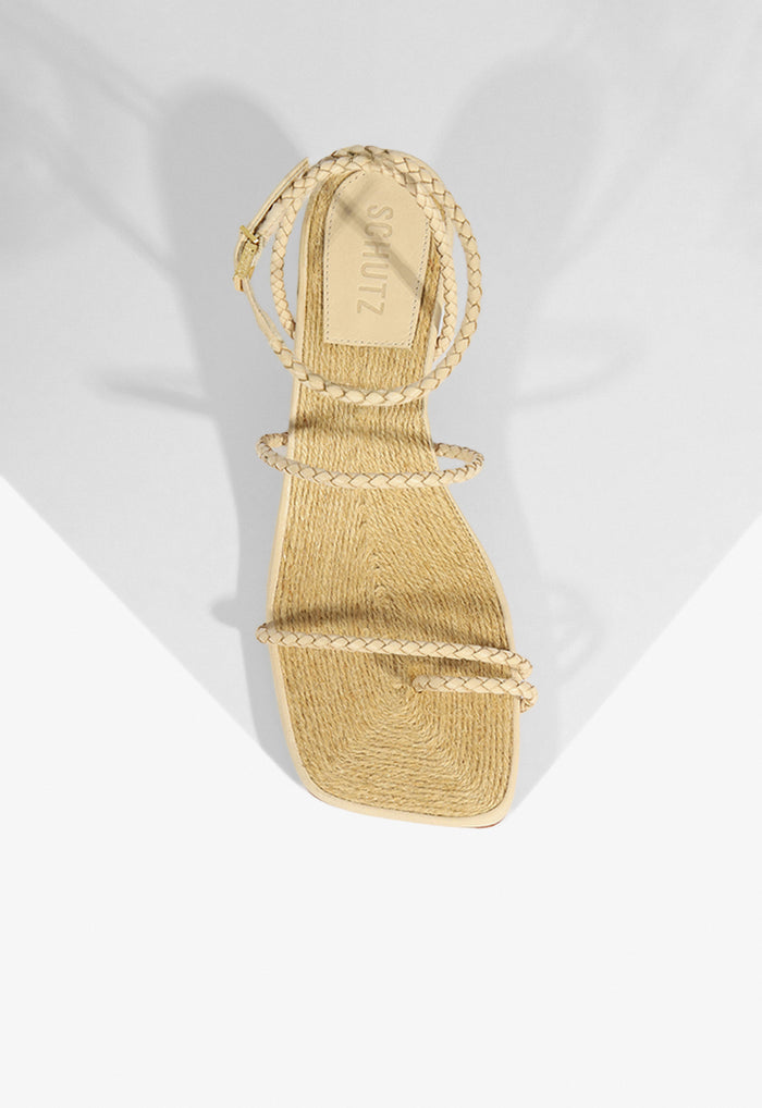 Kaya Straw Mid Sandal - Schutz Shoes