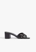 Keefa Block Mule Leather Sandal 5 Black Leather - Schutz Shoes
