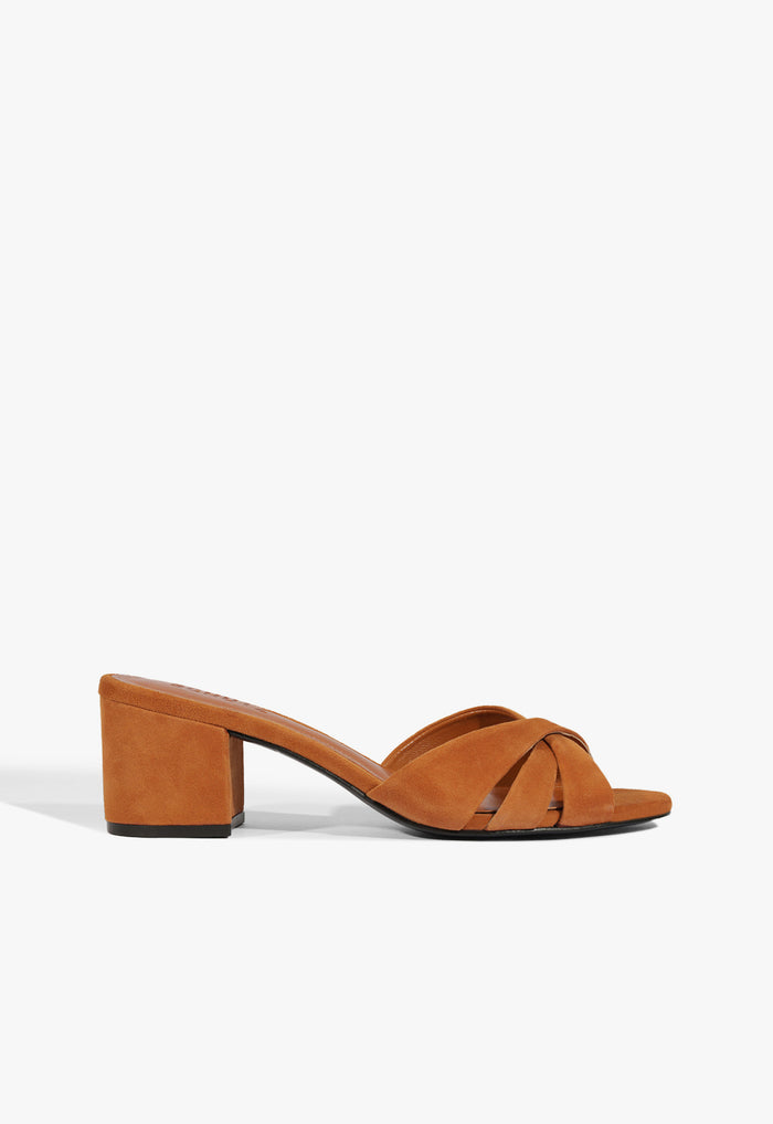 Keefa Block Mule Suede Sandal 5 Brown Suede - Schutz Shoes
