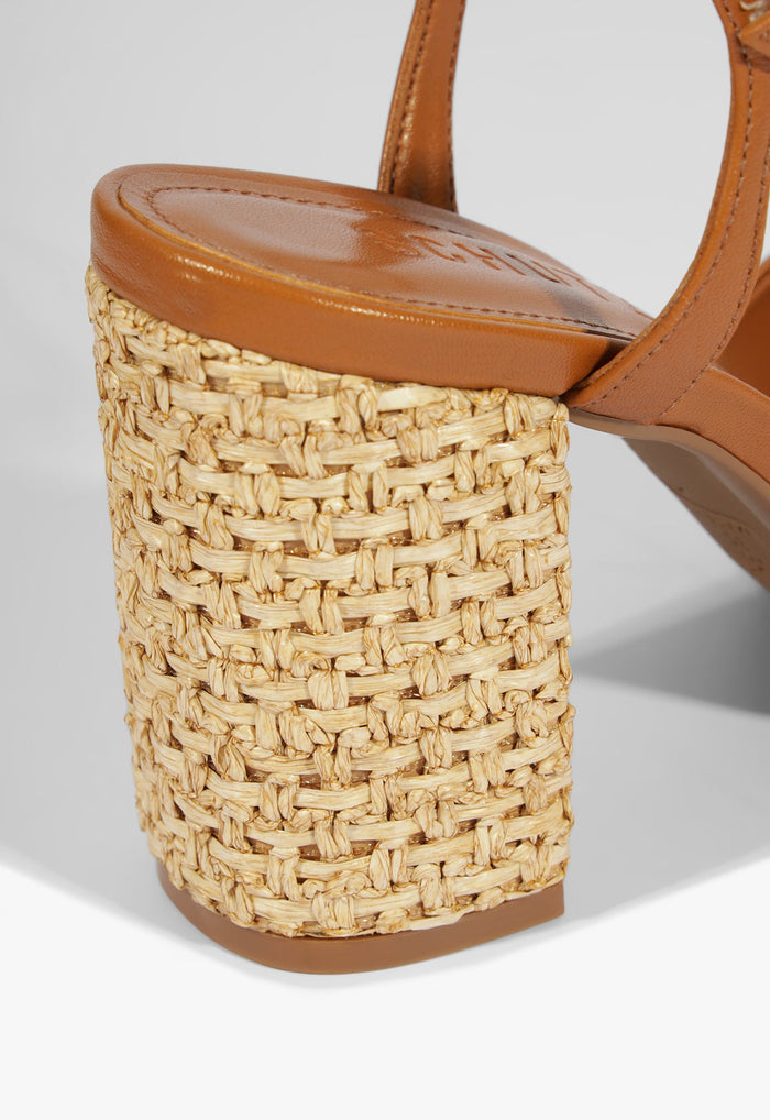 Keefa Raffia High Block Sandal - Schutz Shoes