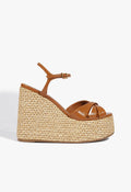 Keefa Raffia Wedge Sandal 5 Burnt Honey Leather - Schutz Shoes