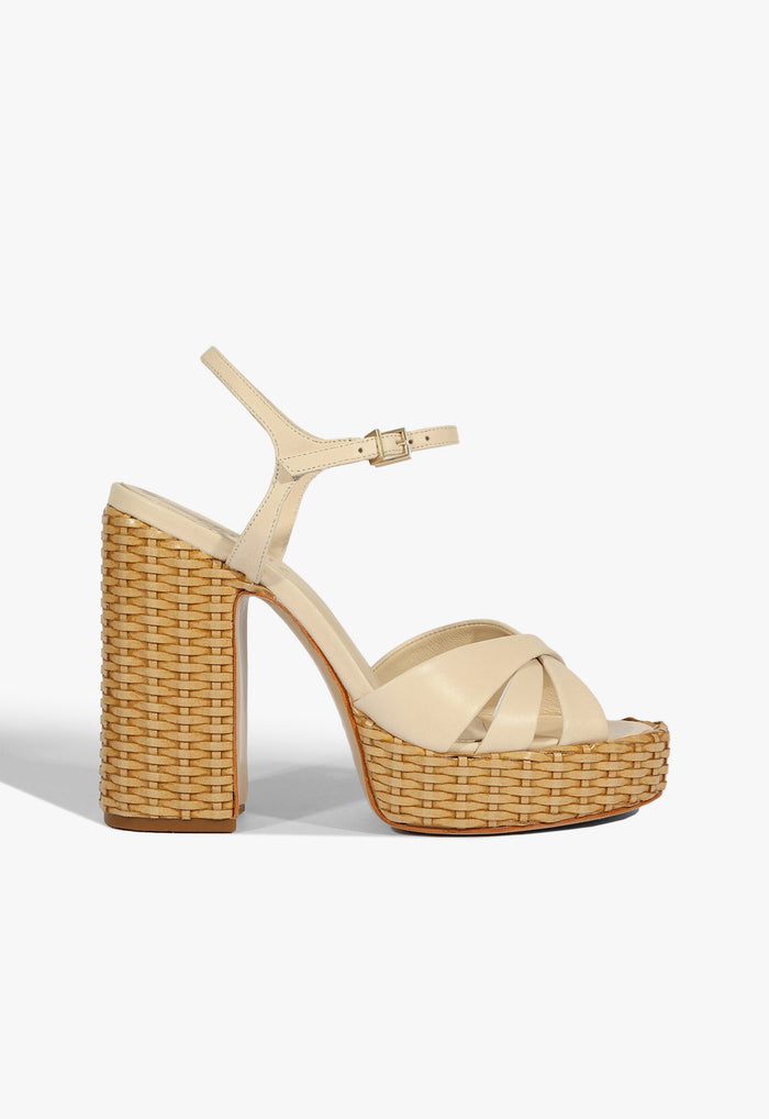 Keefa Straw Sandal 5 Beige Leather - Schutz Shoes