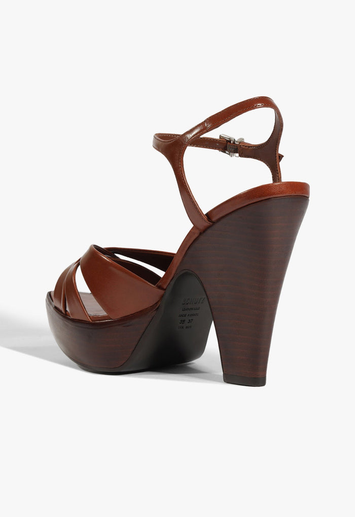 Keefa Wood Leather Platform Sandal - Schutz Shoes