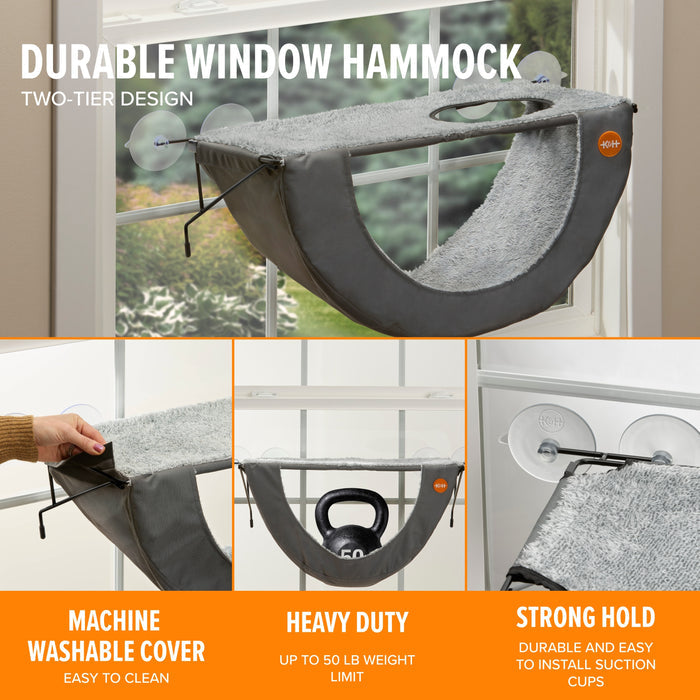 K&H EZ Mount Cat Window Perch Double Level Hammock Kitty Sill Window Bed