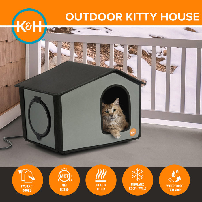 K&H Outdoor Kitty House Gray - Heated or Unheated