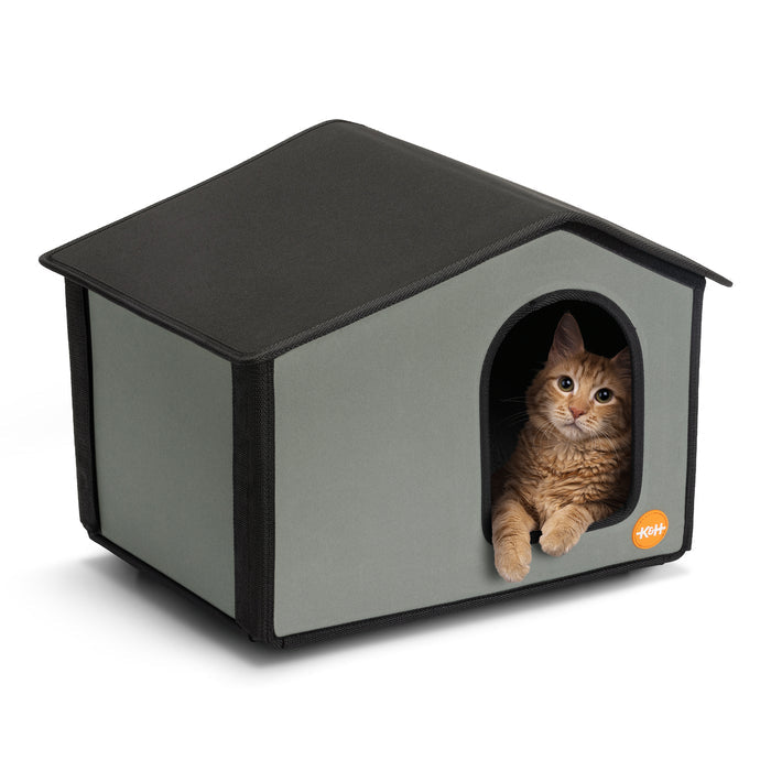 K&H Self-Warming Outdoor Kitty House Gray
