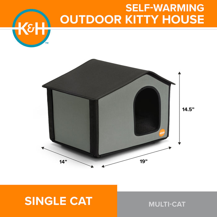 K&H Self-Warming Outdoor Kitty House Gray
