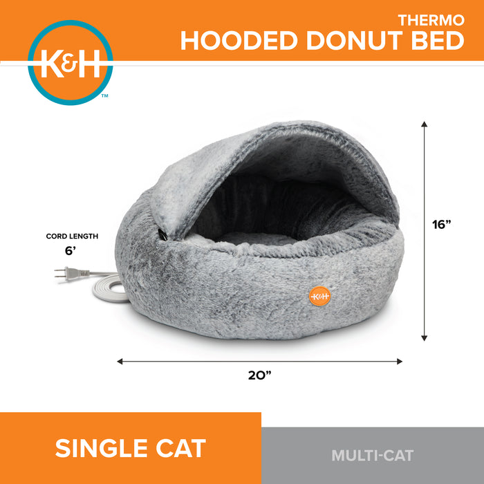 K&H Thermo Hooded Donut Heated Cat Bed