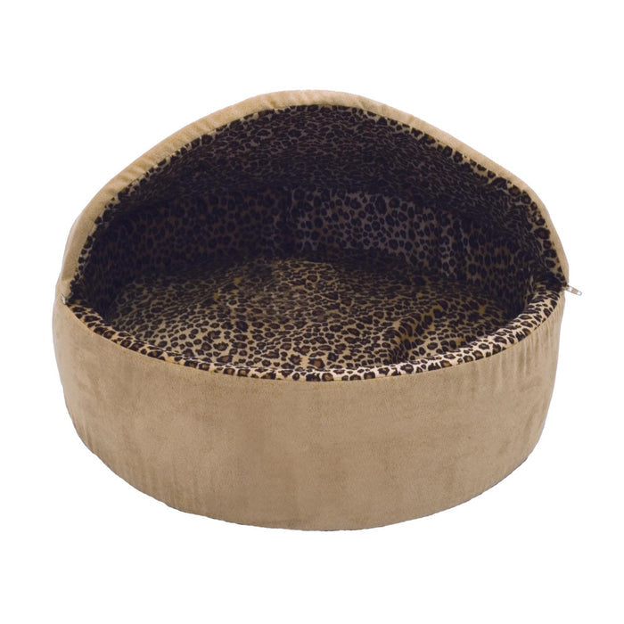 Thermo-Kitty Bed Deluxe Hooded Tan