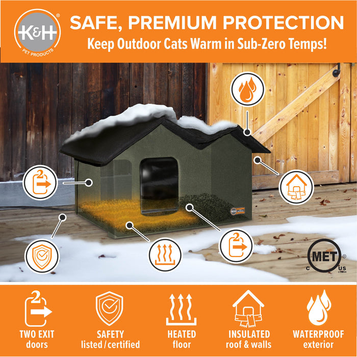 K&H Thermo Outdoor Kitty House Extra Wide (Heated & Unheated)