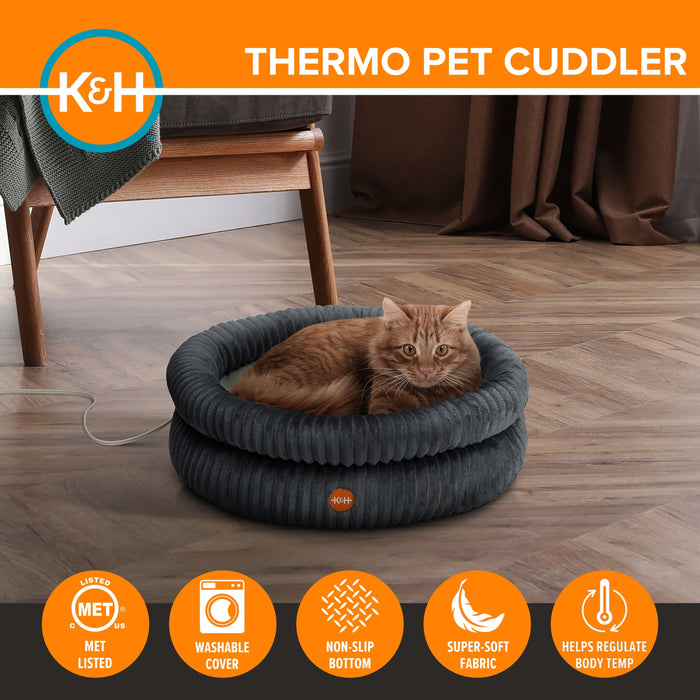 K&H Thermo Pet Cuddler Indoor Heated Donut Cat Bed