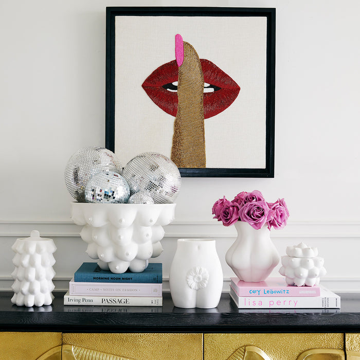 kiki's derriere vase with flowers - angle view