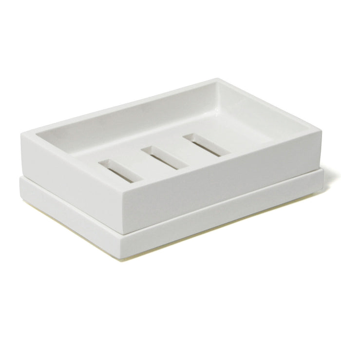 lacquer soap dish white - angle view