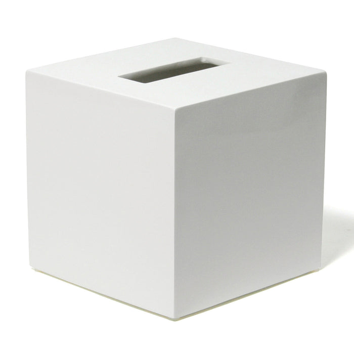 lacquer tissue box white - angle view