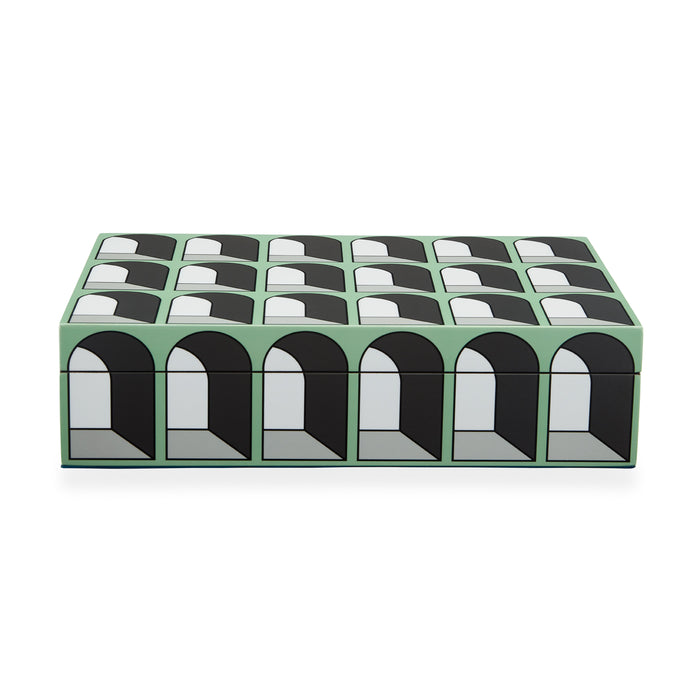 large arcade lacquer box green - front view
