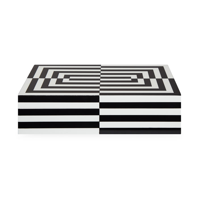 op art lacquer box large black white - front view