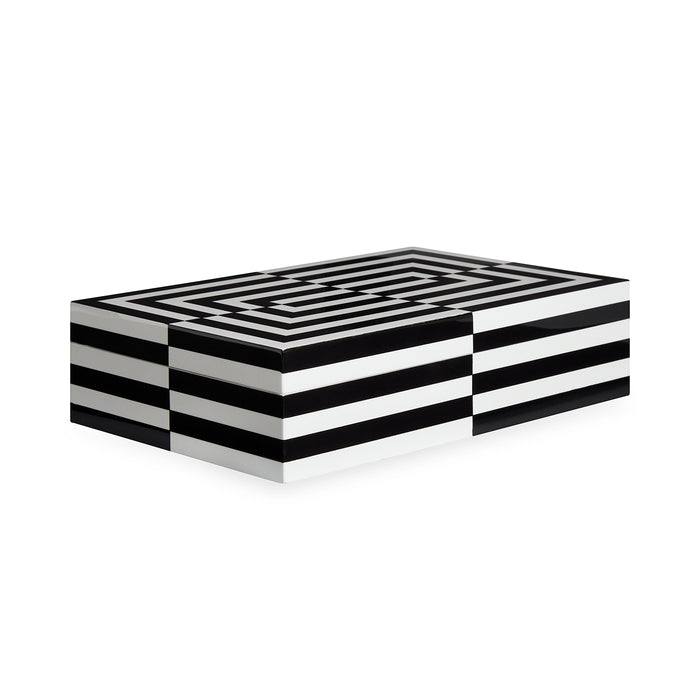 op art lacquer box large black white - angle view