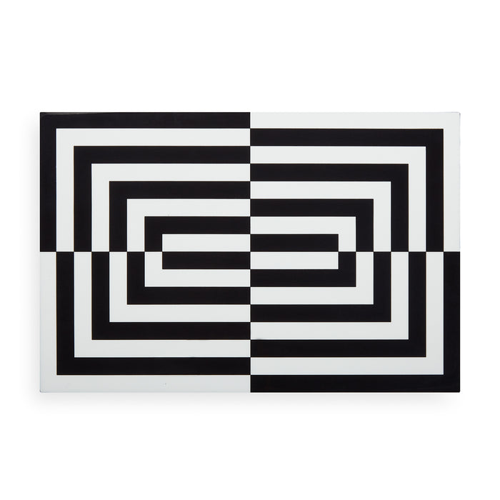 op art lacquer box large black white - top view