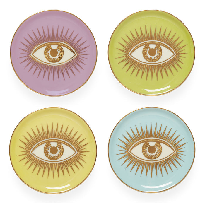 le wink coasters porcelain multicolor gold - front view