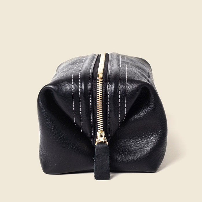 Leather Toiletry Bag - Black