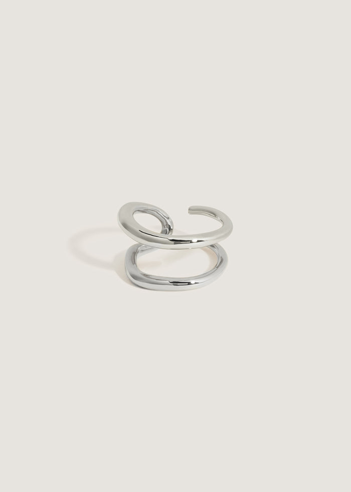 Lena Double Passage Sculptural Ring/Ear Cuff Silver