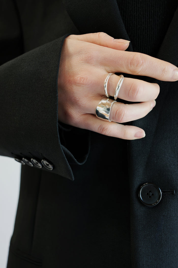 Lena Double Passage Sculptural Ring/Ear Cuff Silver