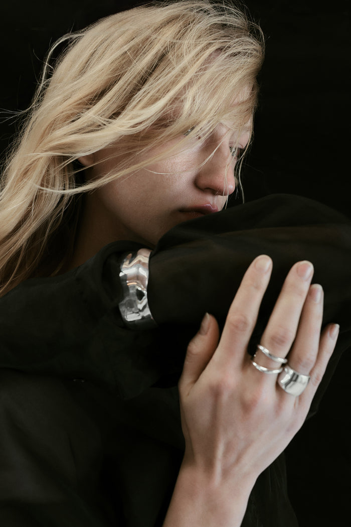 Lena Double Passage Sculptural Ring/Ear Cuff Silver