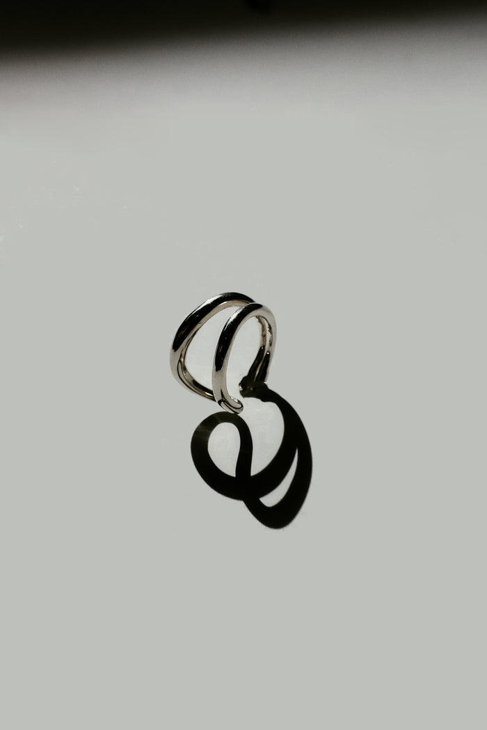 Lena Double Passage Sculptural Ring/Ear Cuff Silver