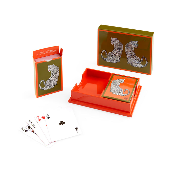 leopard lacquer card set orange - styled view