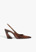 Lexi Sling Block Leather Pump 5 Warm Toffee Leather - Schutz Shoes