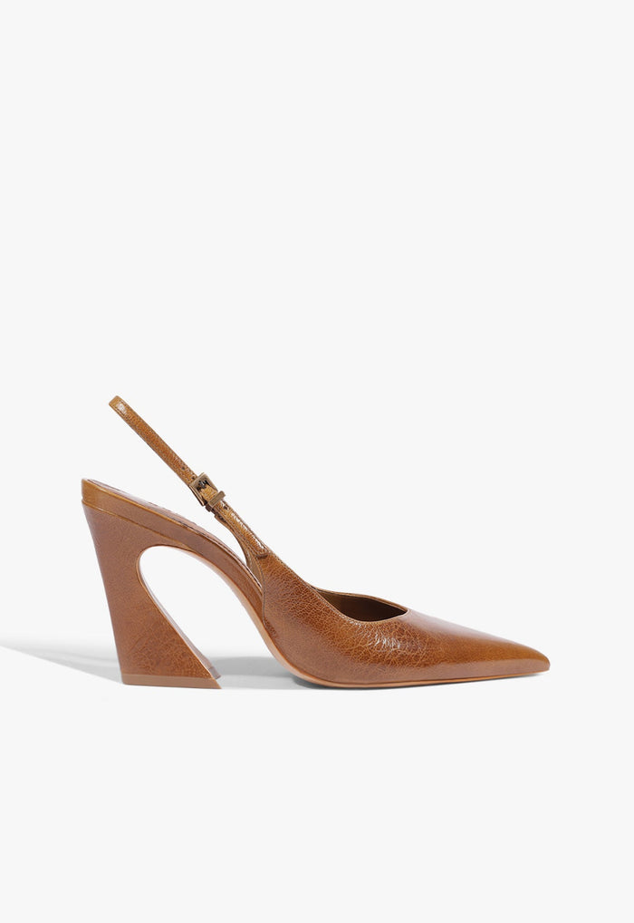 Lexi Sling Block Leather Pump 5 Brown Leather - Schutz Shoes