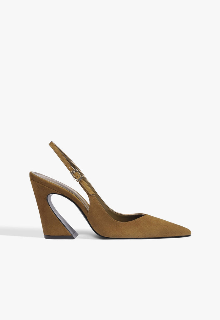 Lexi Sling Block Leather Pump 5 Dried Olive Leather - Schutz Shoes