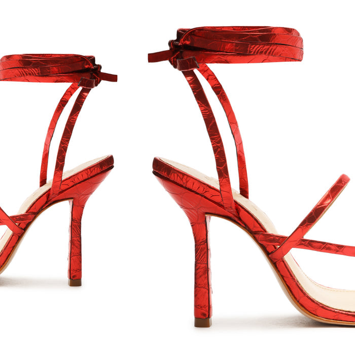 Lily Metallic Crocodile-Embossed Leather Sandal - Schutz Shoes