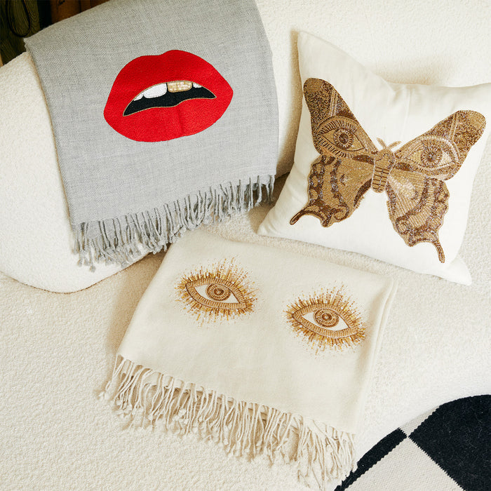 beaded pillow throw collection - styled view