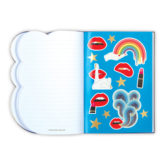lips journal blue - open front view 1