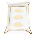 lips valet tray porcelain white gold - front view