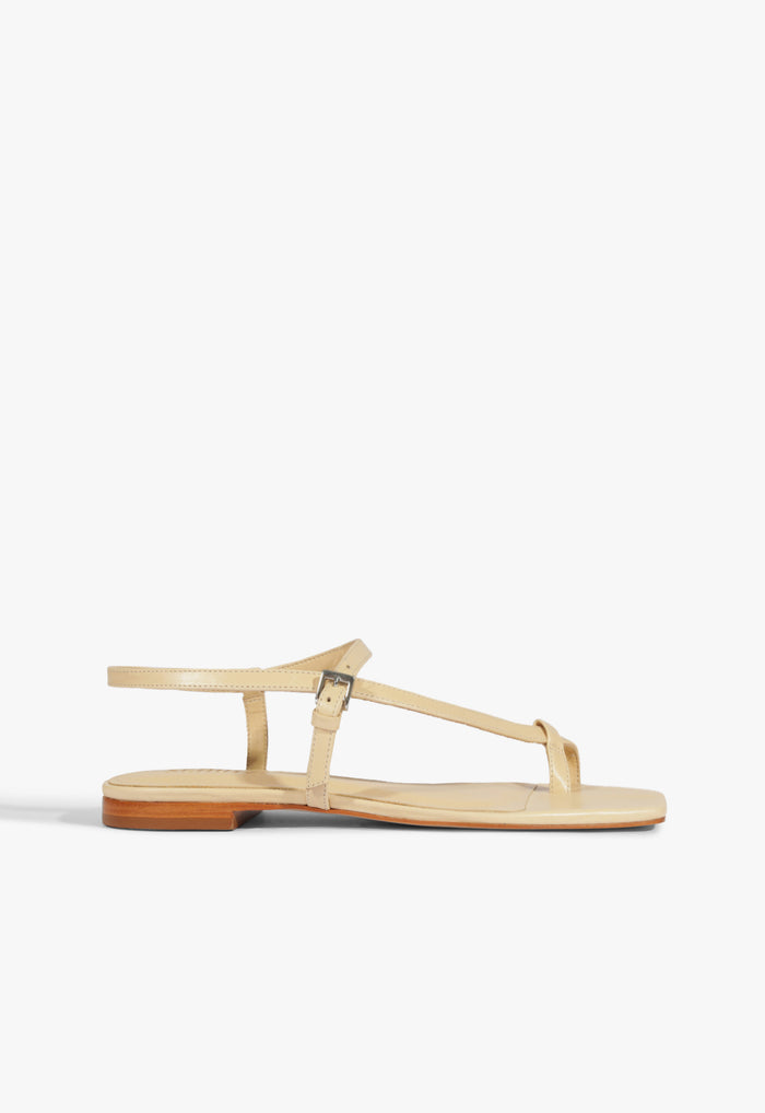 Lisa Beige Suede Flat Sandal 5 Natural Nibs Suede - Schutz Shoes