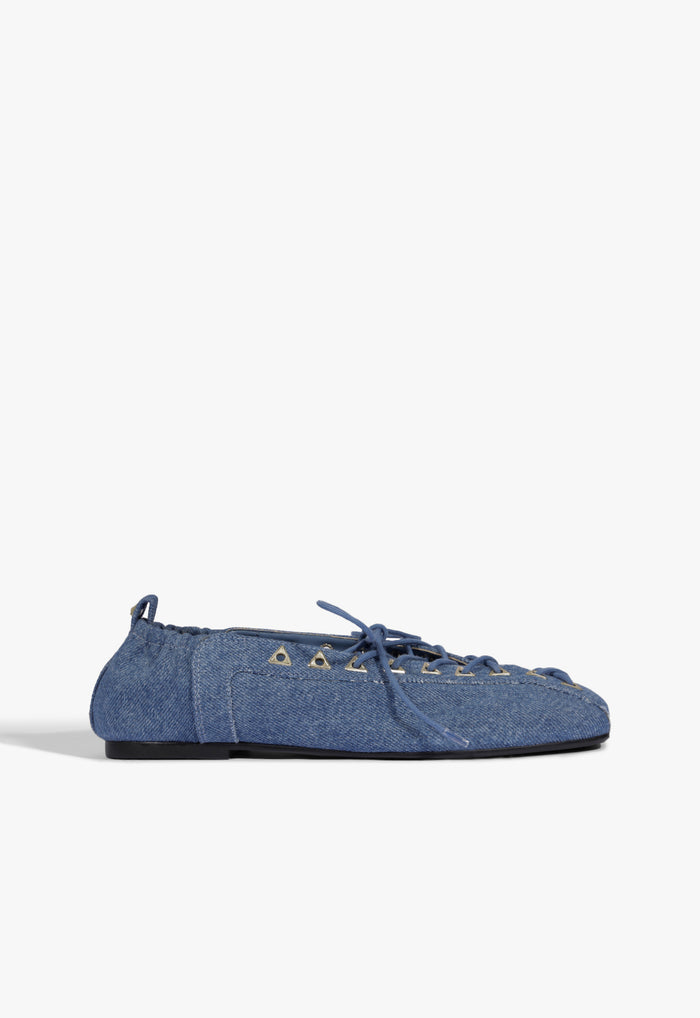 Lola Fabric Flat 5 Classic Blue Fabric - Schutz Shoes