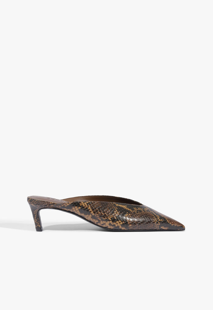 Loren Mid Leather Pump 5 Pecan Brown Snake - Schutz Shoes