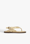 Lorraine Leather Flat Sandal 5 Egg Shell Leather - Schutz Shoes