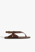 Lorraine Leather Flat Sandal 5 Root Brown Leather - Schutz Shoes